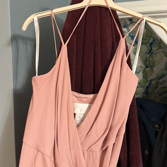 Davids bridal georgette wrap bridesmaid dress in ballet - Picture 3 of 8